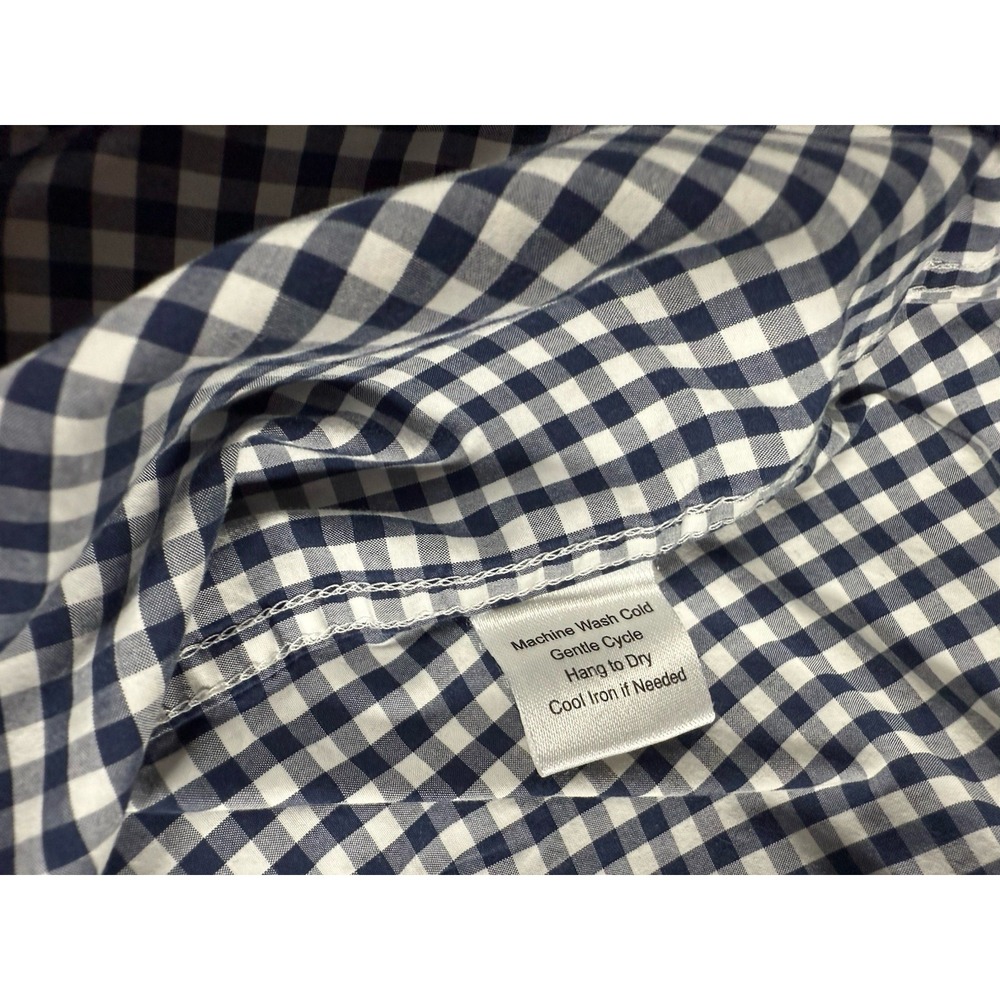 UNTUCKit Shirt Men's L Navy Blue Gingham Check Cotton Plaid Long‎ Sleeve - Picture 4 of 9
